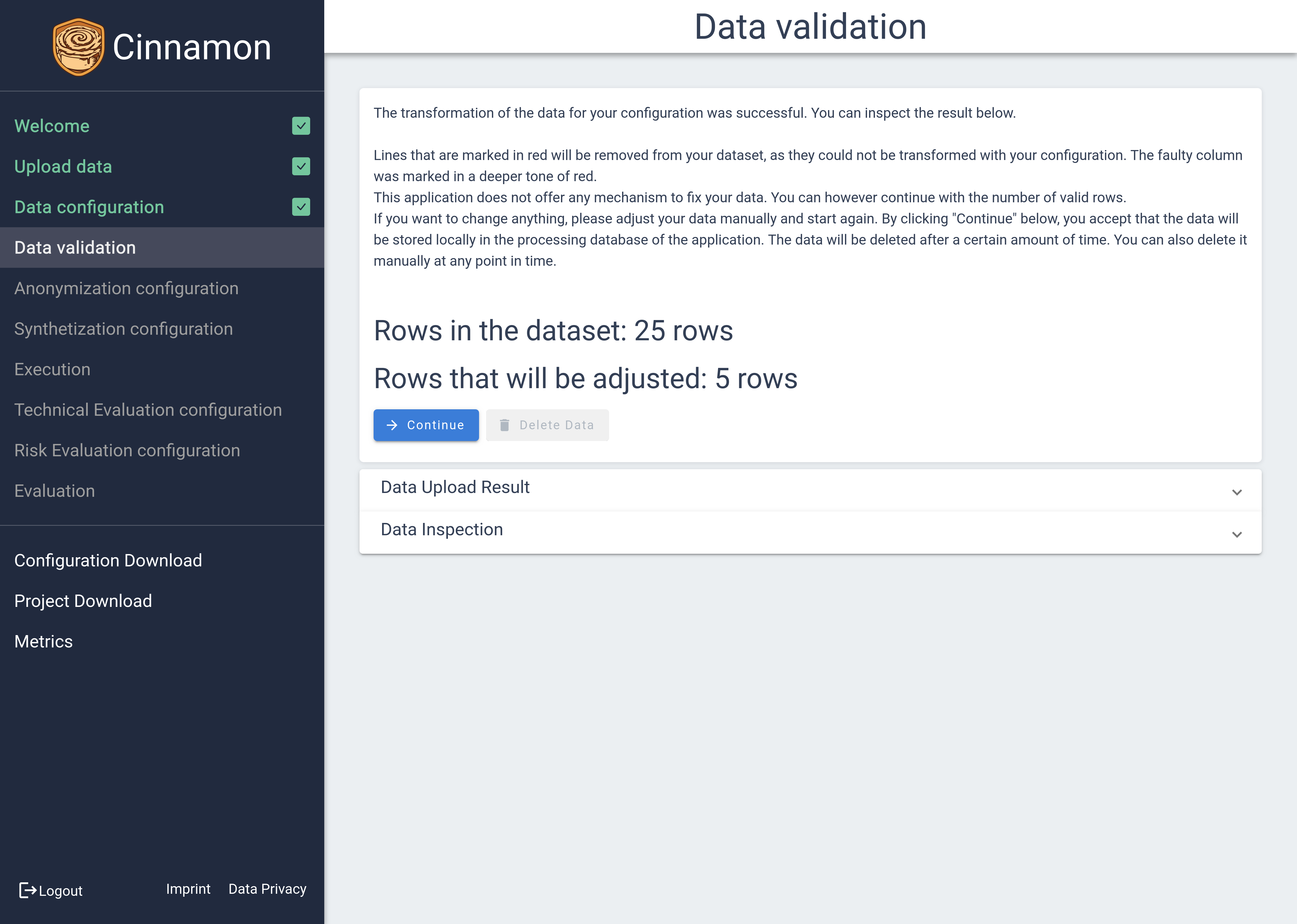 Data Validation Page